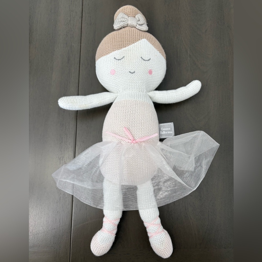 Emma Ballerina Knitted Plush Doll Toy Rattle Cotton Living Textiles 17"